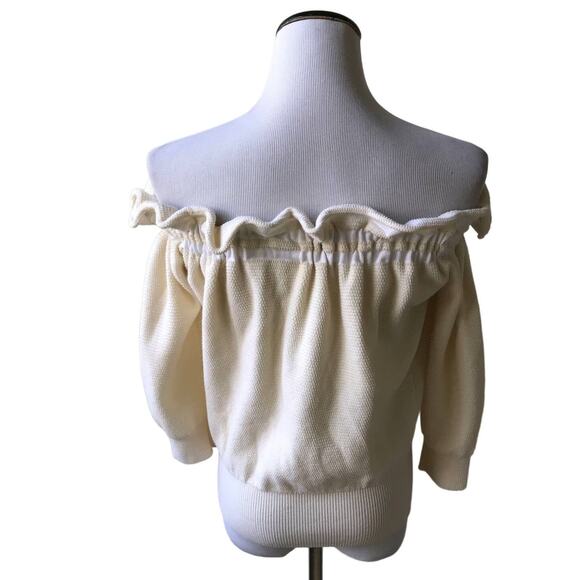 3.1 Phillip Lim Stretch Off The Shoulder Cream Ruffle Top - Picture 5 of 8